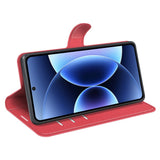 Xiaomi 17 Pro AMORUS Litchi Textur Konstläder Flip Fodral m. Kortficka - Röd