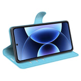 Xiaomi 17 Pro AMORUS Litchi Textur Konstläder Flip Fodral m. Kortficka - Blå