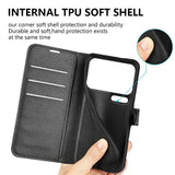 Xiaomi 17 Pro Max AMORUS Litchi Textur Konstläder Flip Fodral m. Kortficka - Svart