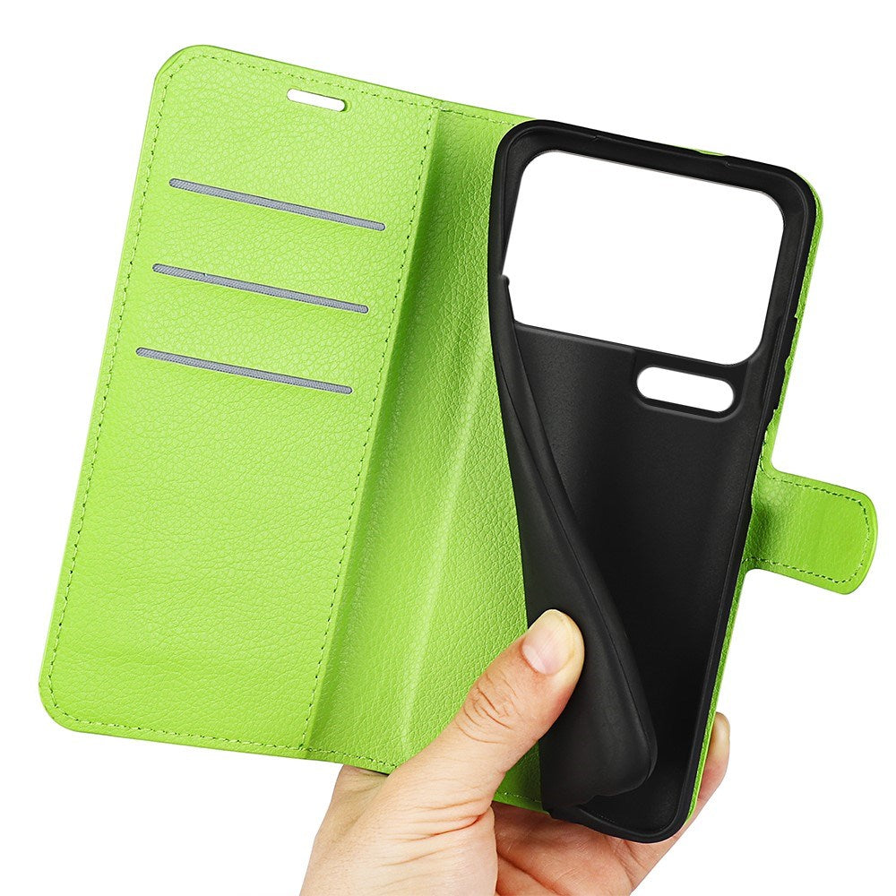 Xiaomi 17 Pro Max AMORUS Litchi Textur Konstläder Flip Fodral m. Kortficka - Grøn