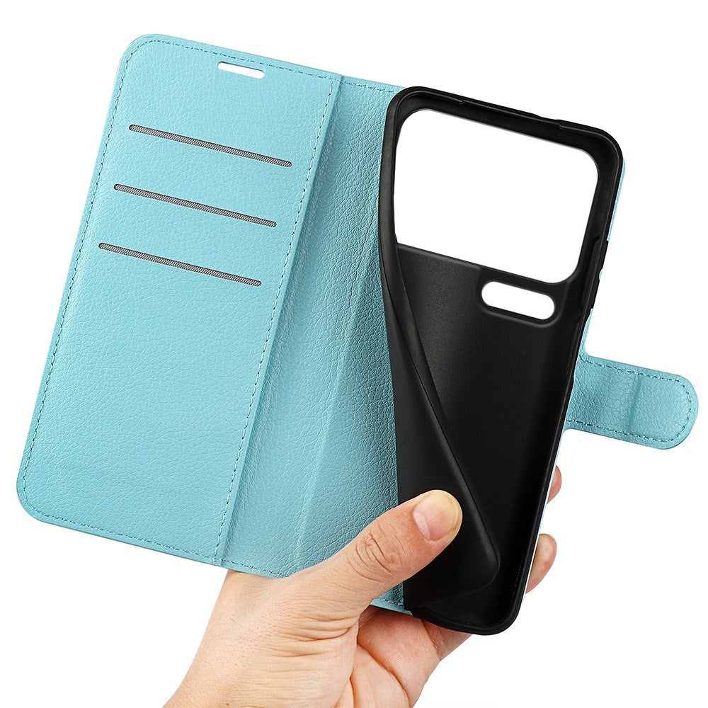 Xiaomi 17 Pro Max AMORUS Litchi Textur Konstläder Flip Fodral m. Kortficka - Blå