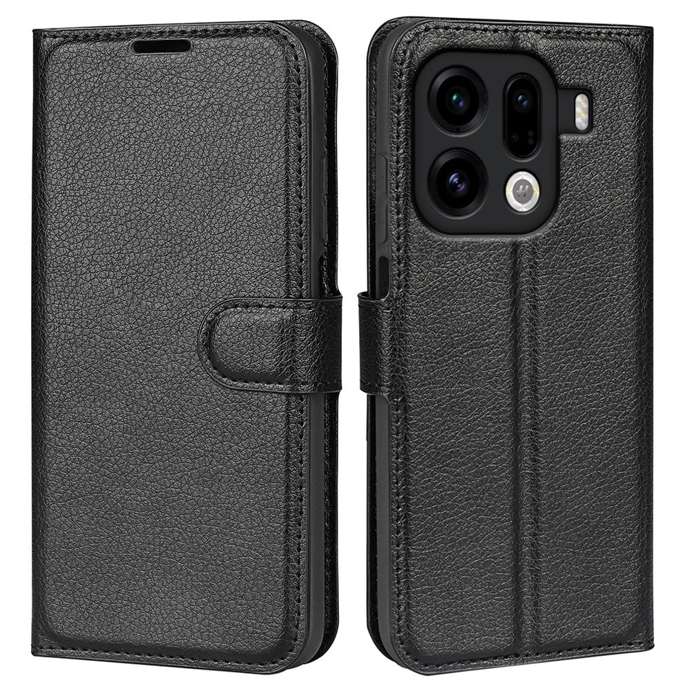 EIDERWOOD OPPO Find X9 Pro Konstläder Fodral m. Korthållare & Ställfunktion - Svart