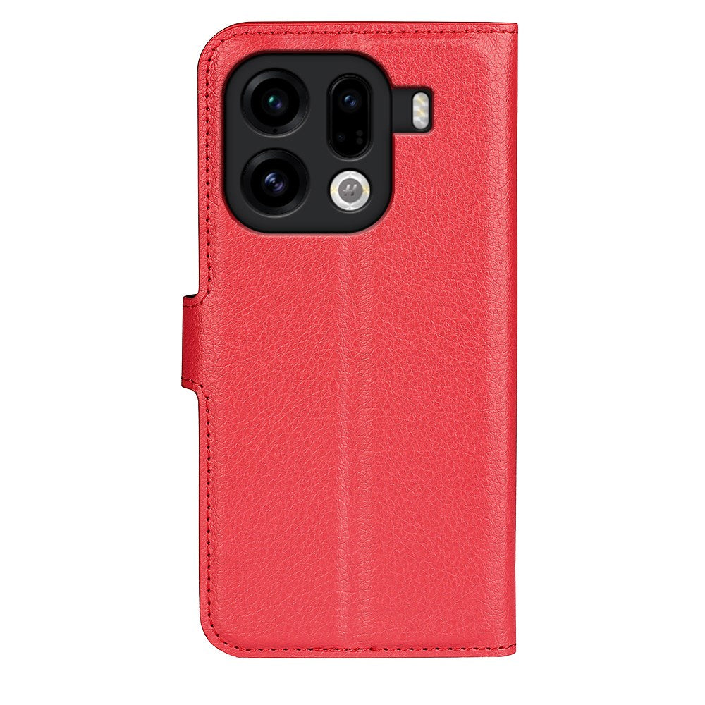 EIDERWOOD OPPO Find X9 Pro Konstläder Fodral m. Korthållare & Ställfunktion - Röd