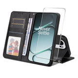 OnePlus 15R ENKAY 2-i-1 Konstläder Fodral m. Skärmskyddsglas - Svart