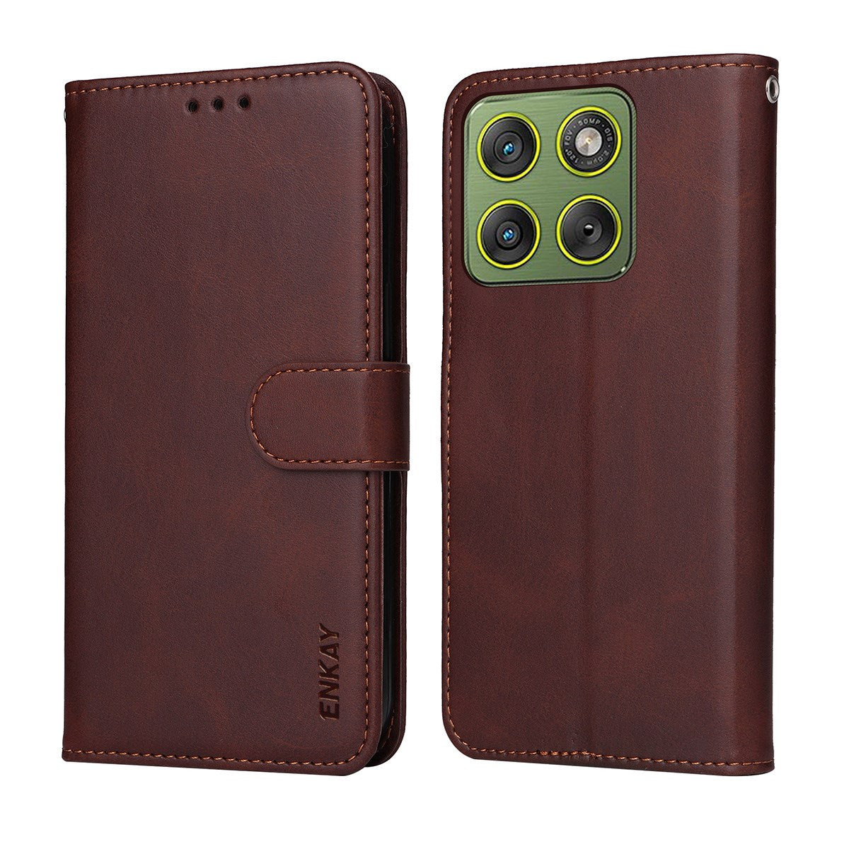 Motorola Edge 70 EIDERWOOD Konstläder Fodral med Skärmskyddsglas & Korthållare - Svart