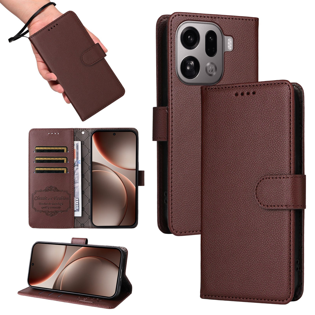 EIDERWOOD OPPO Find X9 Pro Konstläder Fodral m. Rem - Brun