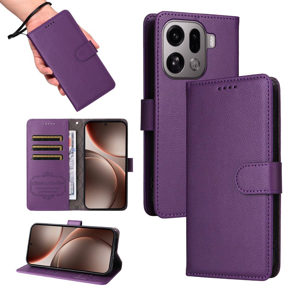 EIDERWOOD OPPO Find X9 Pro Konstläder Fodral m. Rem - Lila