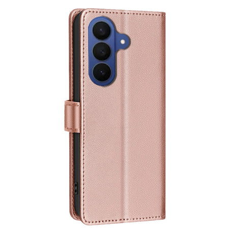 Samsung Galaxy S26+ (Plus) BINFEN Konstläder Fodral med RFID Blockering - Rose Gold