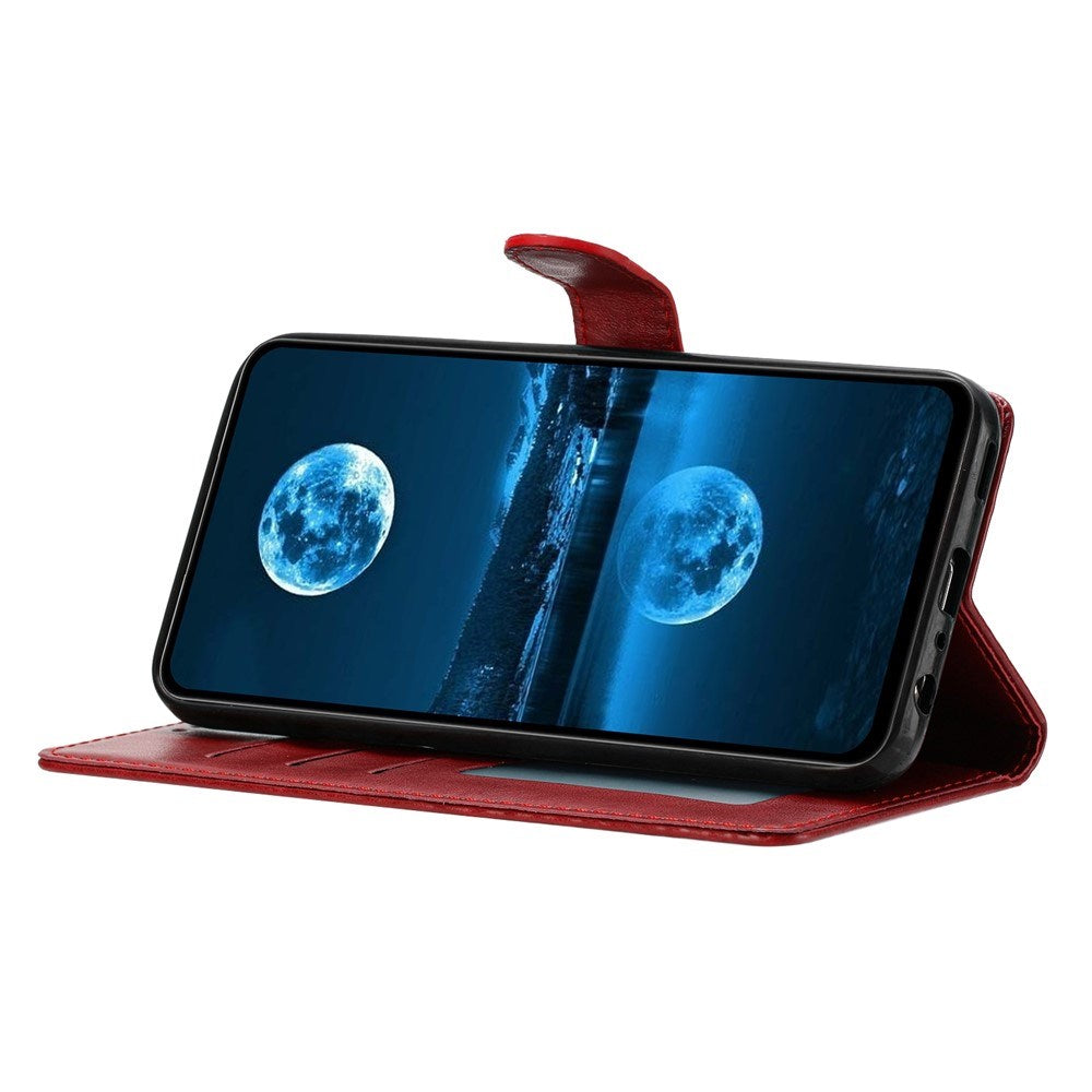 Samsung Galaxy A27 EIDERWOOD Konstläder Fodral med Rem - Mörkröd