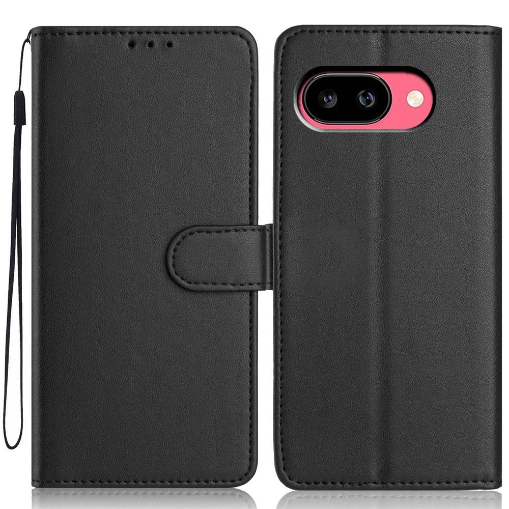 Google Pixel 10a EIDERWOOD Konstläder Fodral m. Rem & Utfällbar Korthållare – Svart