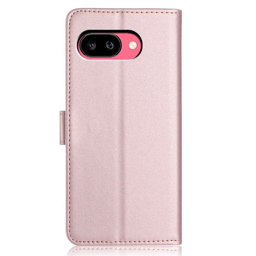 Google Pixel 10a EIDERWOOD Konstläder Fodral m. Rem & Utfällbar Korthållare – Roséguld