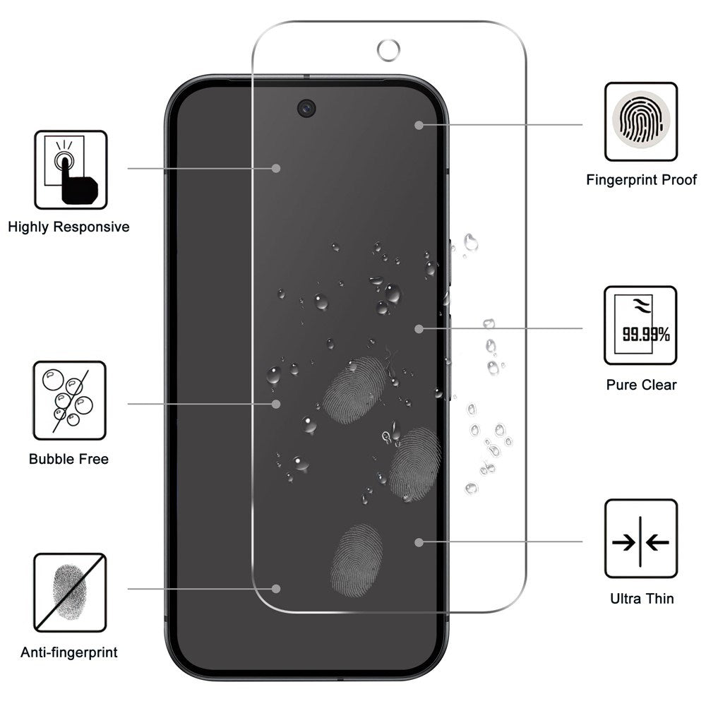 Google Pixel 10a EIDERWOOD 2-i-1 Skyddsset m. Flexibelt Plast Skal & Härdat Skärmskyddsglas - Genomskinlig