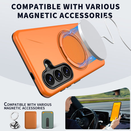 Samsung Galaxy S26 EIDERWOOD Hybrid Plast Skal m. Roterande Kickstand – Orange