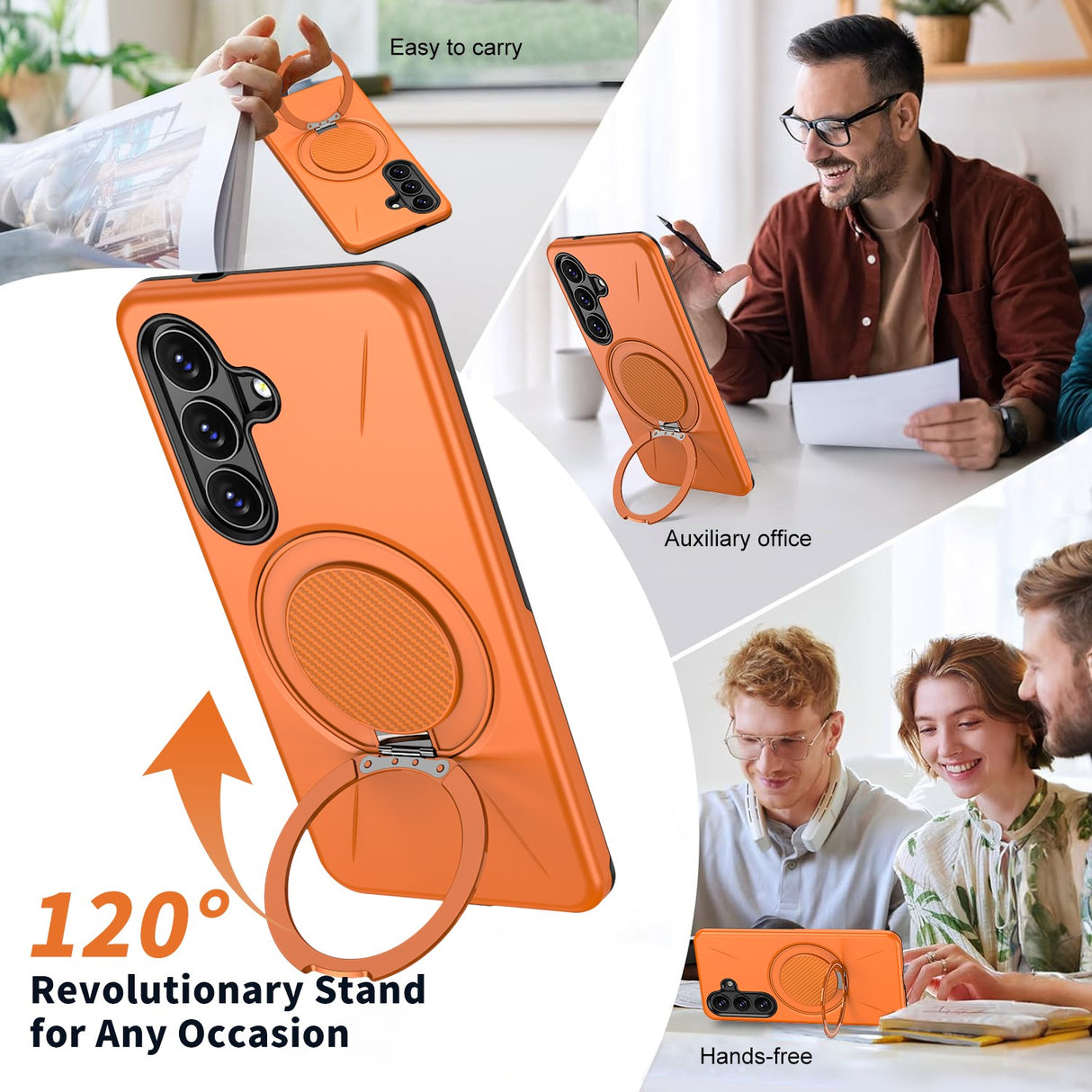 Samsung Galaxy S26 EIDERWOOD Hybrid Plast Skal m. Roterande Kickstand – Orange