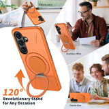 Samsung Galaxy S26 EIDERWOOD Hybrid Plast Skal m. Roterande Kickstand – Orange