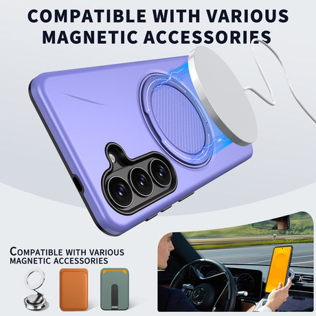 Samsung Galaxy S26 EIDERWOOD Hybrid Plast Skal m. Roterande Kickstand – Lila