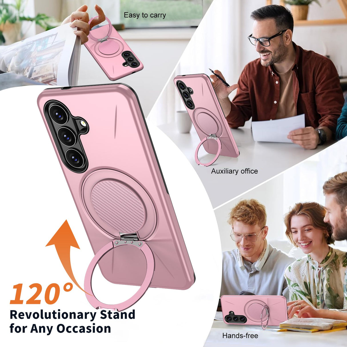 Samsung Galaxy S26 EIDERWOOD Hybrid Plast Skal m. Roterande Kickstand – Rosa