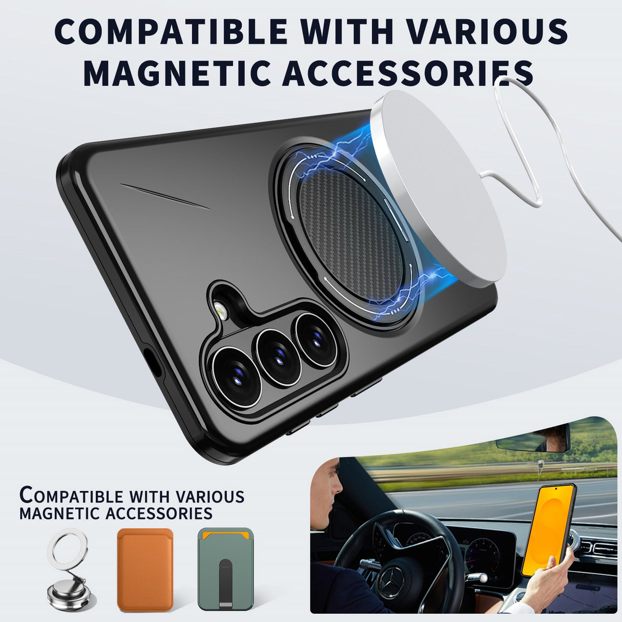 Samsung Galaxy S26 EIDERWOOD Hybrid Plast Skal m. Roterande Kickstand – Svart