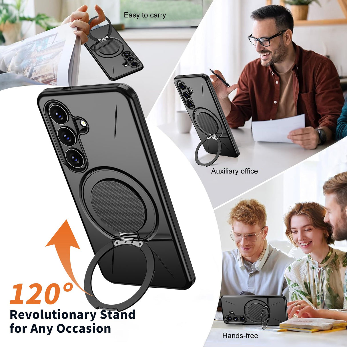 Samsung Galaxy S26 EIDERWOOD Hybrid Plast Skal m. Roterande Kickstand – Svart