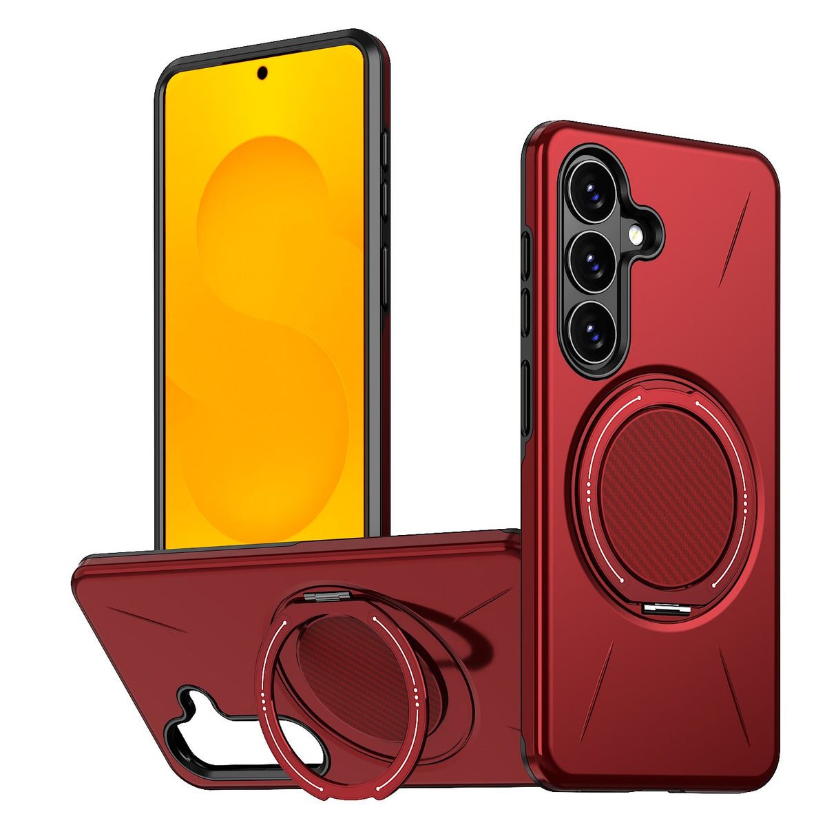 Samsung Galaxy S26 EIDERWOOD Hybrid Plast Skal m. Roterande Kickstand – Röd