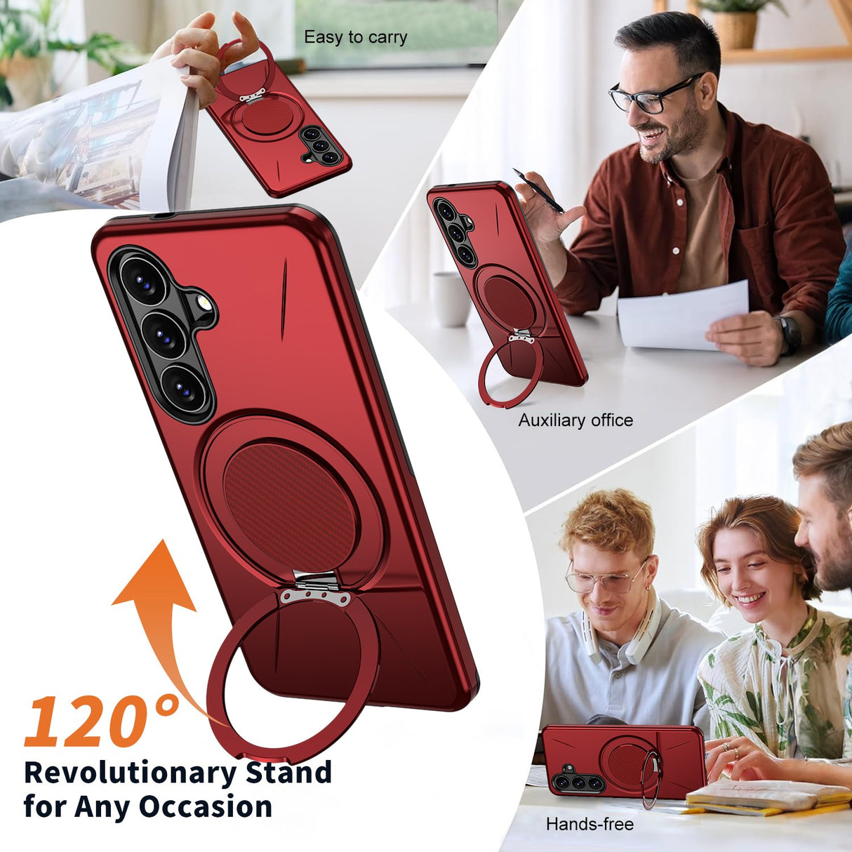 Samsung Galaxy S26 EIDERWOOD Hybrid Plast Skal m. Roterande Kickstand – Röd