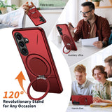 Samsung Galaxy S26 EIDERWOOD Hybrid Plast Skal m. Roterande Kickstand – Röd