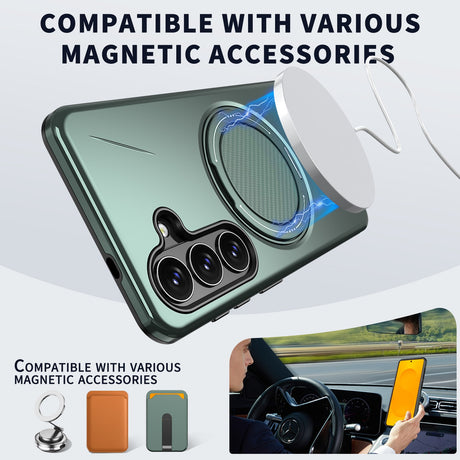 Samsung Galaxy S26 EIDERWOOD Hybrid Plast Skal m. Roterande Kickstand – Grön