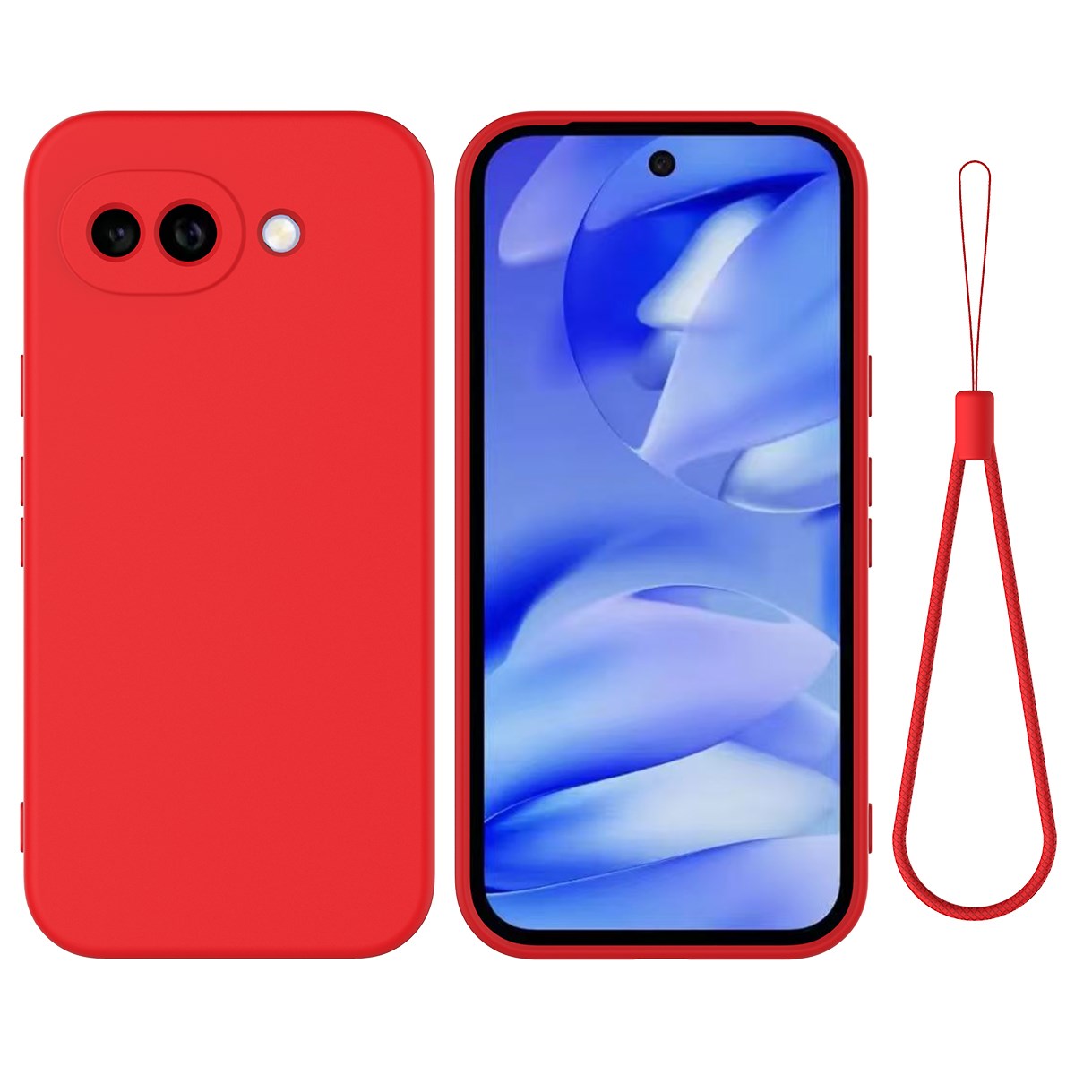 Google Pixel 10a EIDERWOOD Fodrat Silikon Skal m. Rem - Röd