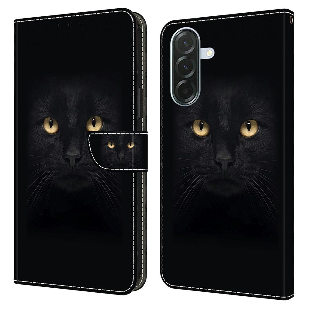 Samsung Galaxy A37 EIDERWOOD Fodral med Korthållare & Stativfunktion - Svart Katt