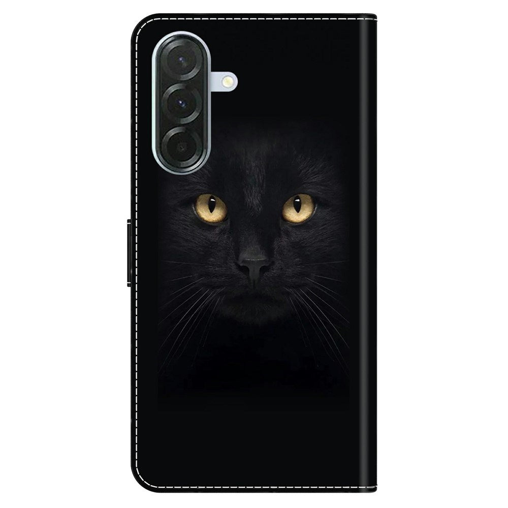Samsung Galaxy A37 EIDERWOOD Fodral med Korthållare & Stativfunktion - Svart Katt