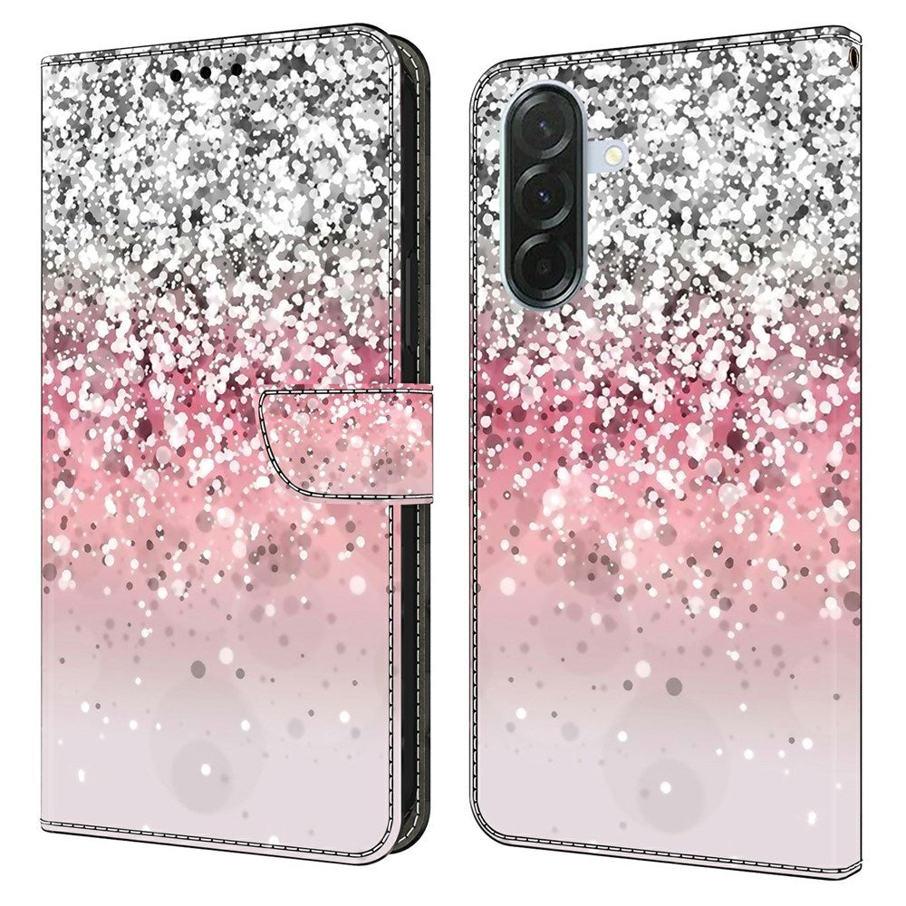 Samsung Galaxy A57 EIDERWOOD Fodral med Korthållare & Stativfunktion - Rosa / Silver Glitter