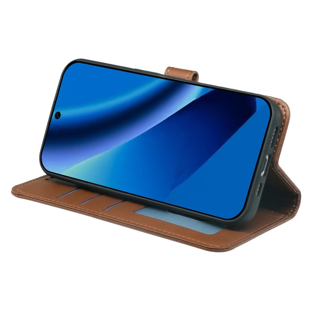 Google Pixel 10a EIDERWOOD Konstläder Fodral m. Korthållare & Stativfunktion – Brun