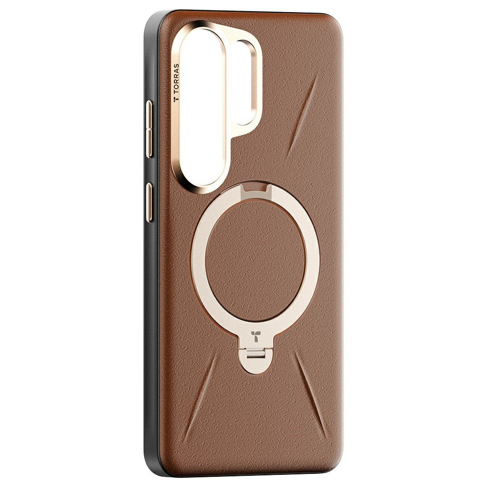 Samsung Galaxy S26 Ultra TORRAS Ostand Q3 VegSkin Konstläder Skal m. Kickstand - MagSafe Kompatibel - Brun
