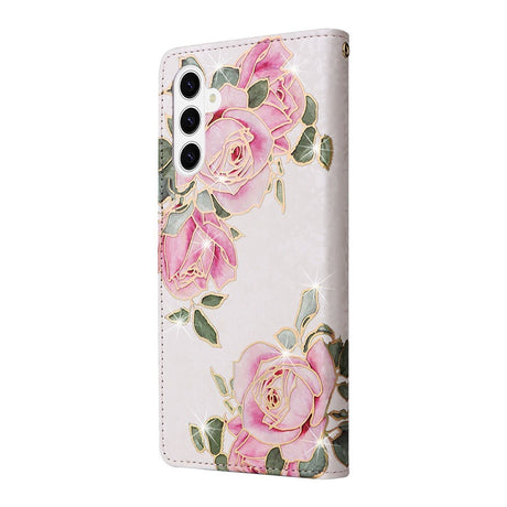 Samsung Galaxy S26 EIDERWOOD Konstläder Fodral m. Blommor - Rosa Ros