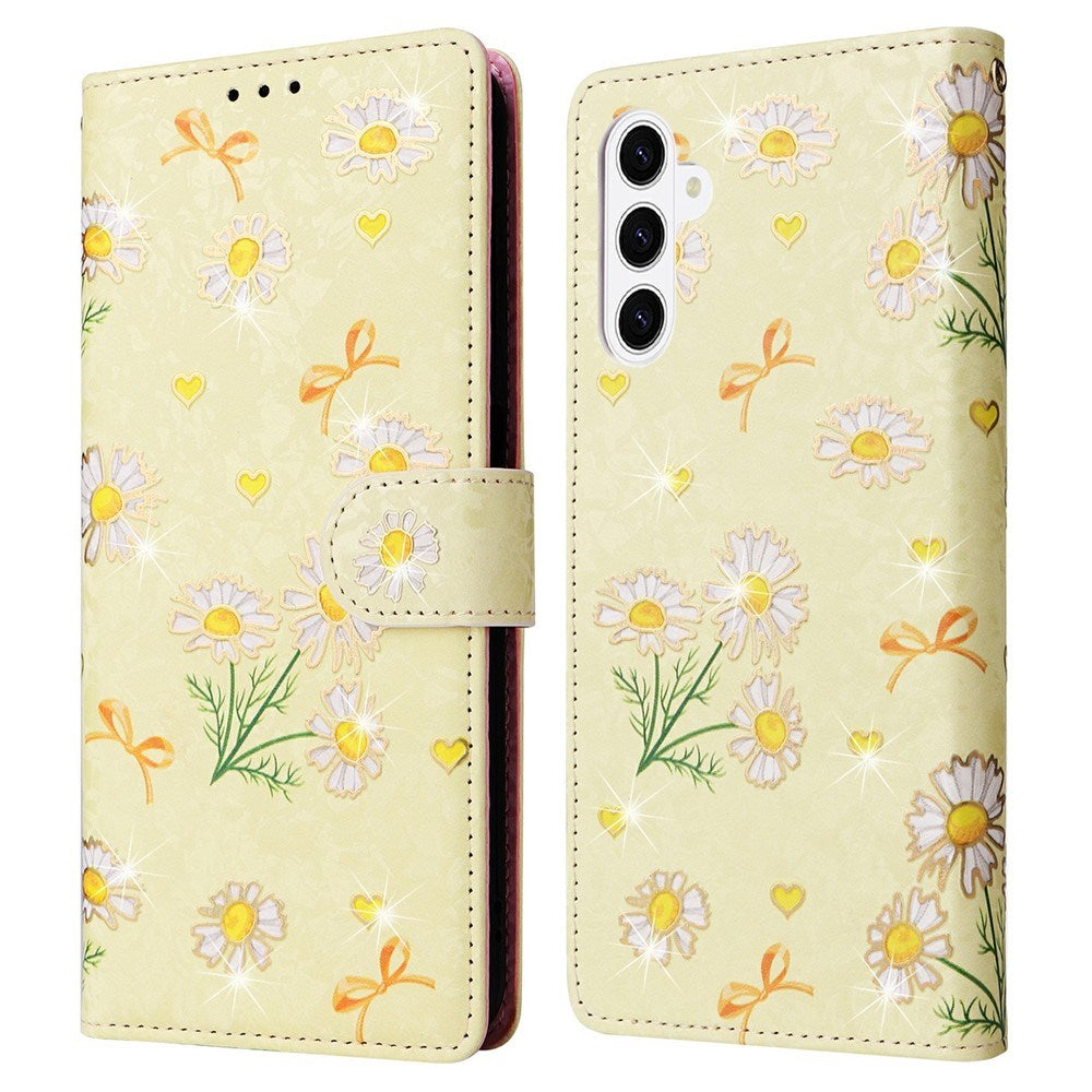 Samsung Galaxy S26 EIDERWOOD Konstläder Fodral m. Blommor - Gul Prästkrage