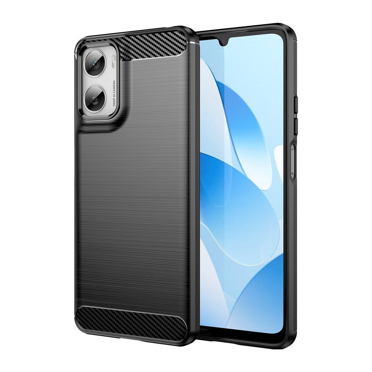 Motorola Moto G06 / G06 Power EIDERWOOD Carbon Fiber Skal med Skärmskydd - Svart