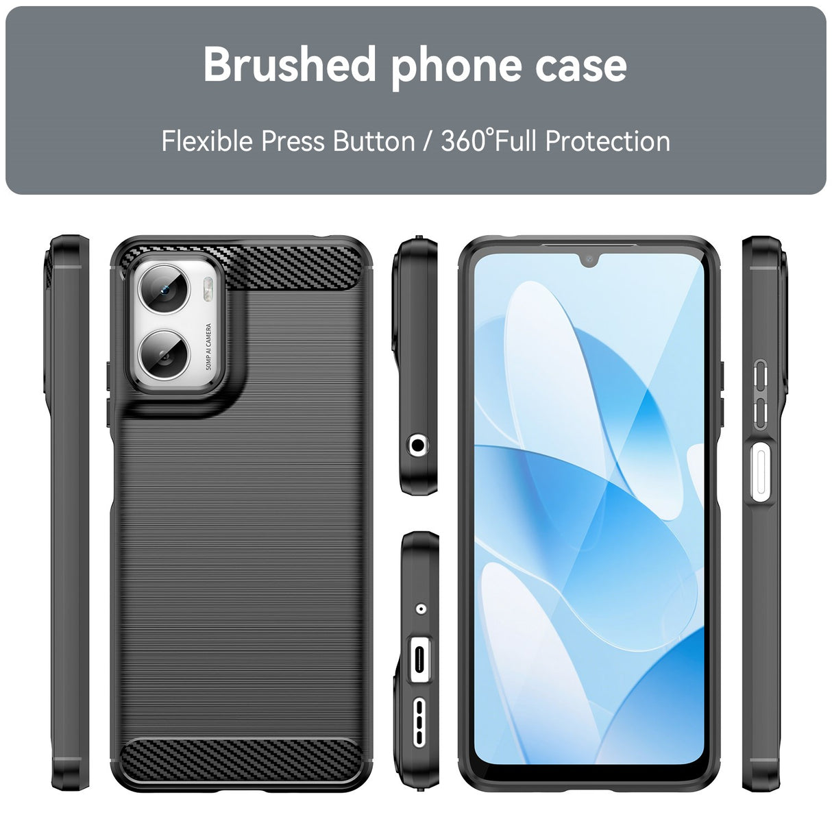 Motorola Moto G06 / G06 Power EIDERWOOD Carbon Fiber Skal med Skärmskydd - Svart