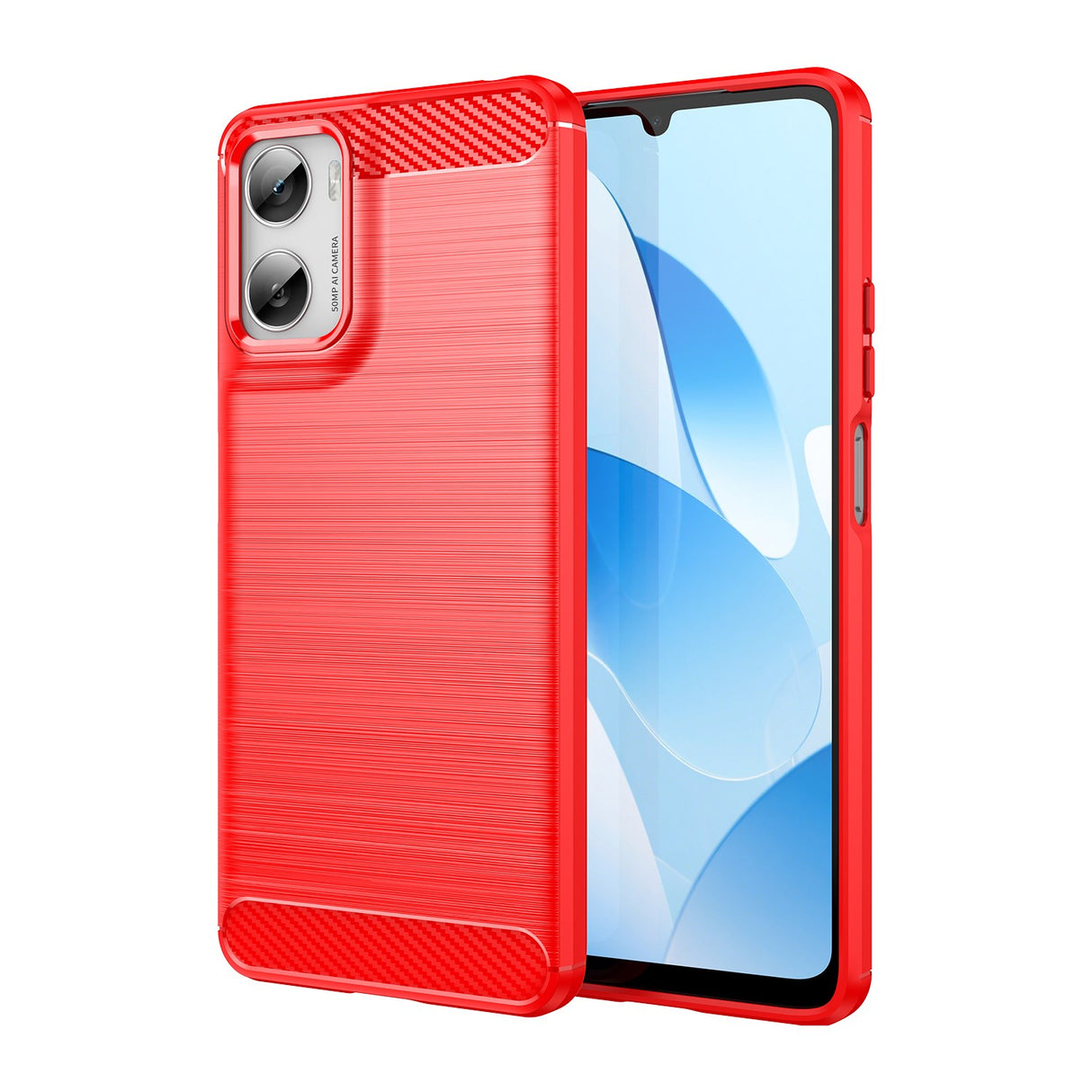 Motorola Moto G06 / G06 Power EIDERWOOD Carbon Fiber Skal med Skärmskydd - Röd
