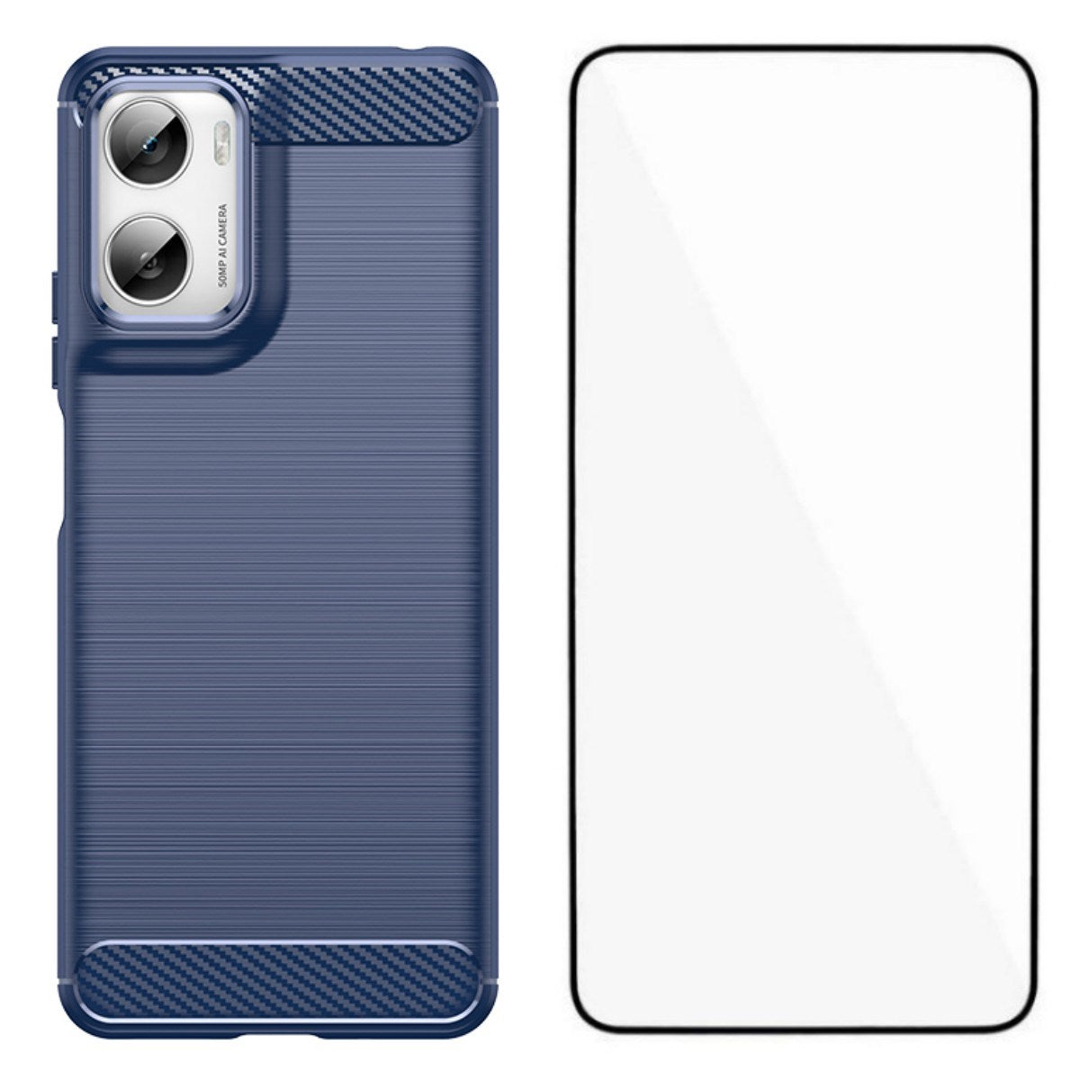 Motorola Moto G06 / G06 Power EIDERWOOD Carbon Fiber Skal med Skärmskydd - Blå