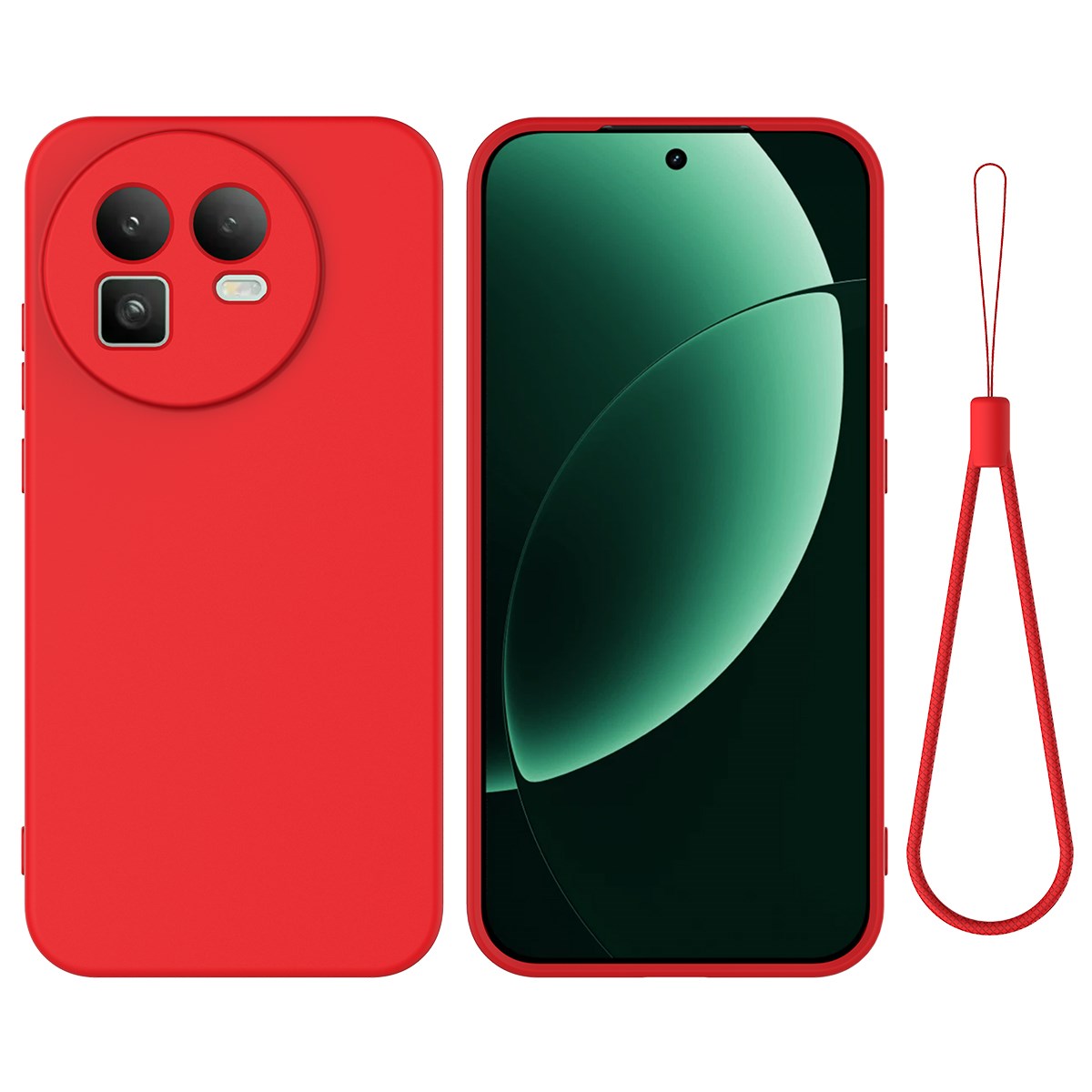Realme GT 8 EIDERWOOD Silikon Skal m. Rem - Röd