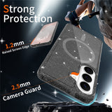Samsung Galaxy S26 EIDERWOOD Magnetiskt Plast Glitter Skal - MagSafe Kompatibel - Genomskinlig / Svart