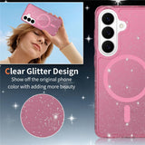 Samsung Galaxy S26 EIDERWOOD Magnetiskt Plast Glitter Skal - MagSafe Kompatibel - Genomskinlig / Rosa