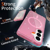 Samsung Galaxy S26 EIDERWOOD Magnetiskt Plast Glitter Skal - MagSafe Kompatibel - Genomskinlig / Rosa