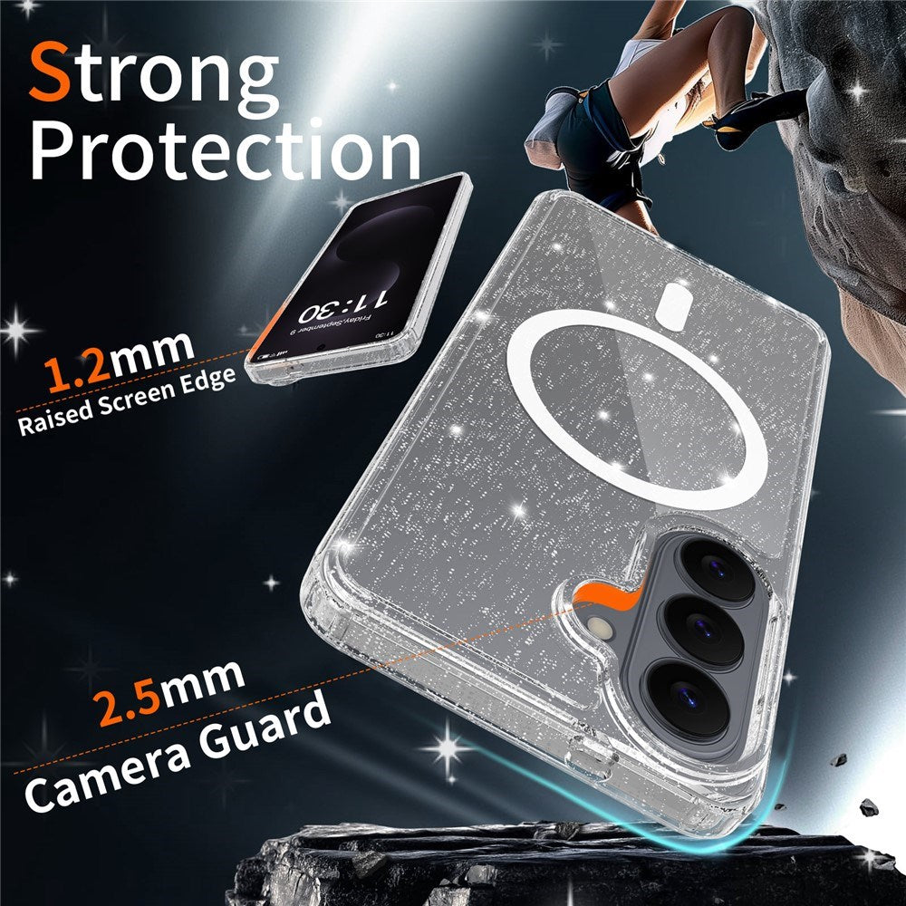 Samsung Galaxy S26 EIDERWOOD Magnetiskt Plast Glitter Skal - MagSafe Kompatibel - Genomskinlig