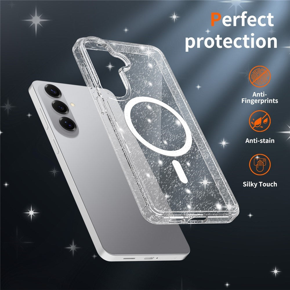Samsung Galaxy S26+ (Plus) EIDERWOOD Magnetiskt Plast Glitter Skal - MagSafe Kompatibel - Genomskinlig