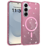 Samsung Galaxy S26+ (Plus) EIDERWOOD Magnetiskt Plast Glitter Skal - MagSafe Kompatibel - Genomskinlig / Rosa