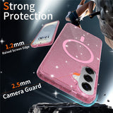 Samsung Galaxy S26+ (Plus) EIDERWOOD Magnetiskt Plast Glitter Skal - MagSafe Kompatibel - Genomskinlig / Rosa