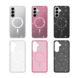 Samsung Galaxy S26+ (Plus) EIDERWOOD Magnetiskt Plast Glitter Skal - MagSafe Kompatibel - Genomskinlig / Rosa