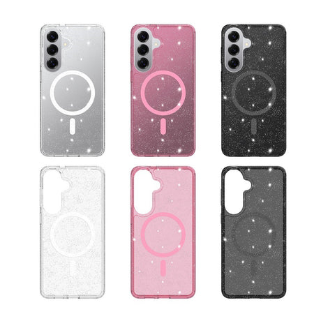 Samsung Galaxy S26+ (Plus) EIDERWOOD Magnetiskt Plast Glitter Skal - MagSafe Kompatibel - Genomskinlig / Svart