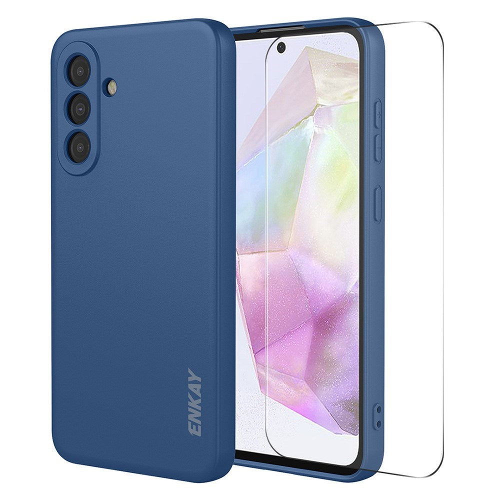 Samsung Galaxy A37 ENKAY Silikon Skal med Skärmskydd - Blå